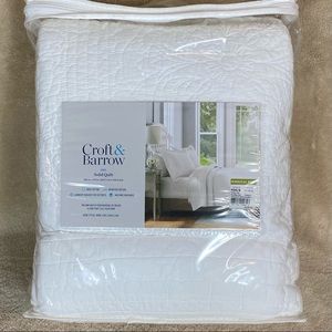 $200 Croft /&Barrow Sarah Coastal Shells-Palm-Twin King//Cal or F//Queen Quilt/&Sham